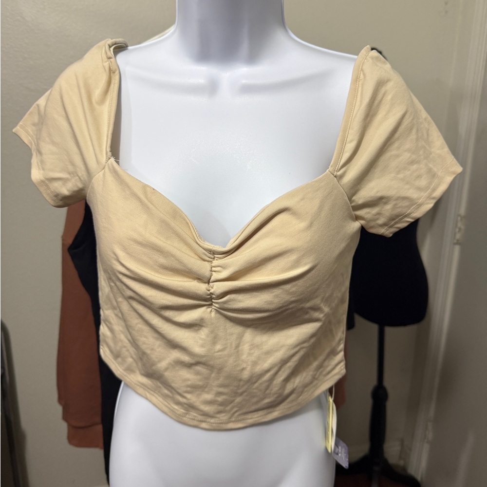 OGL sweetheart ruched short Sleeve Crop Brami